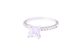 Asfour Crystal Drew Ring Inlaid With Square Zircon Stone In 925 Sterling Silver RM0068-8